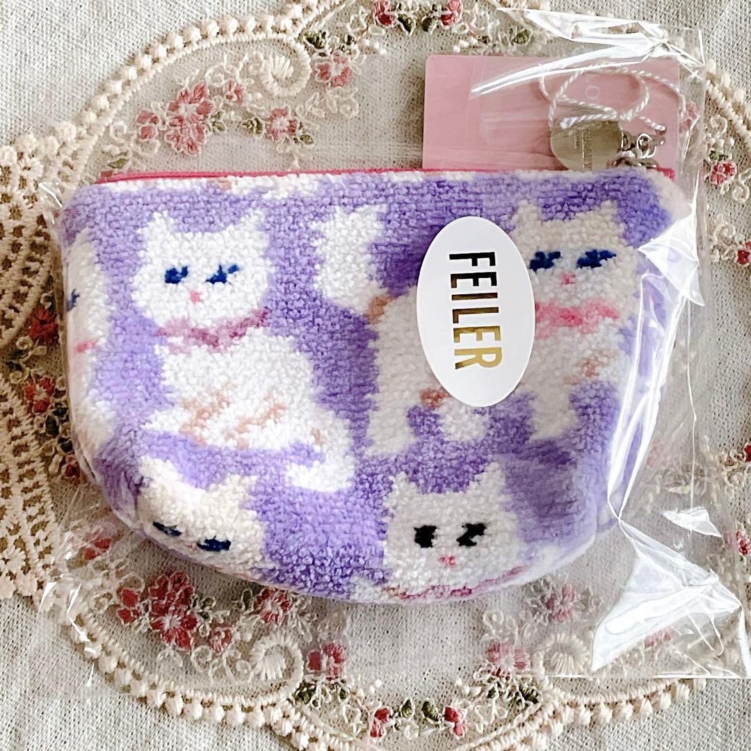 完売品❣️FEILER フェイラー 舟形ポーチ S モフモフネコチャン WEB