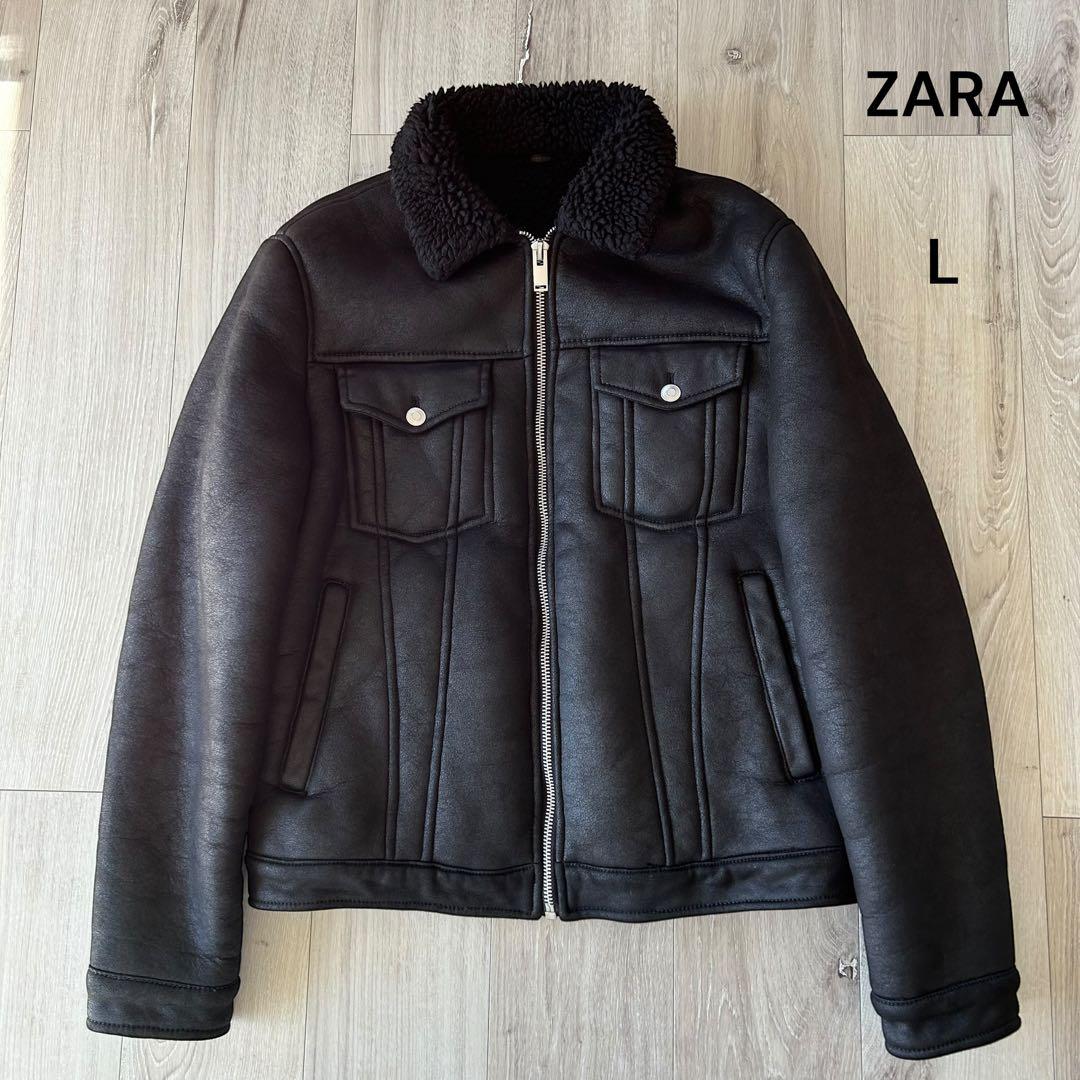 美品】ZARA ザラ 3rd型 フェイクムートンジャケット ボア 黒 L - メルカリ