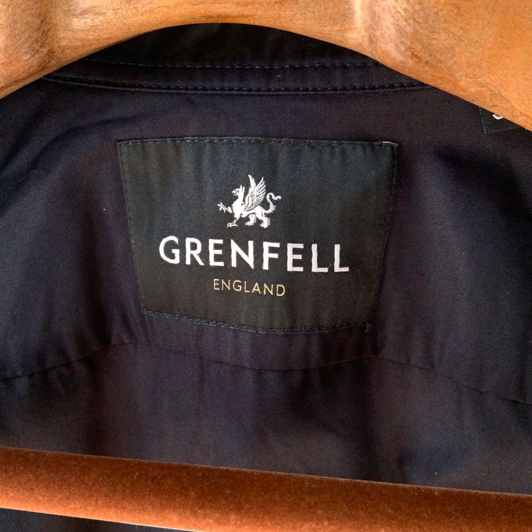 極美品 GRENFELLグレンフェル シャツジャケット38英国製ネイビー 山