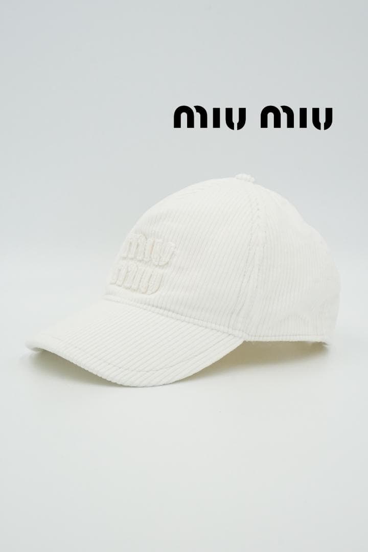 miumiu ミュウミュウ コーデュロイ ロゴ キャップ - メルカリ