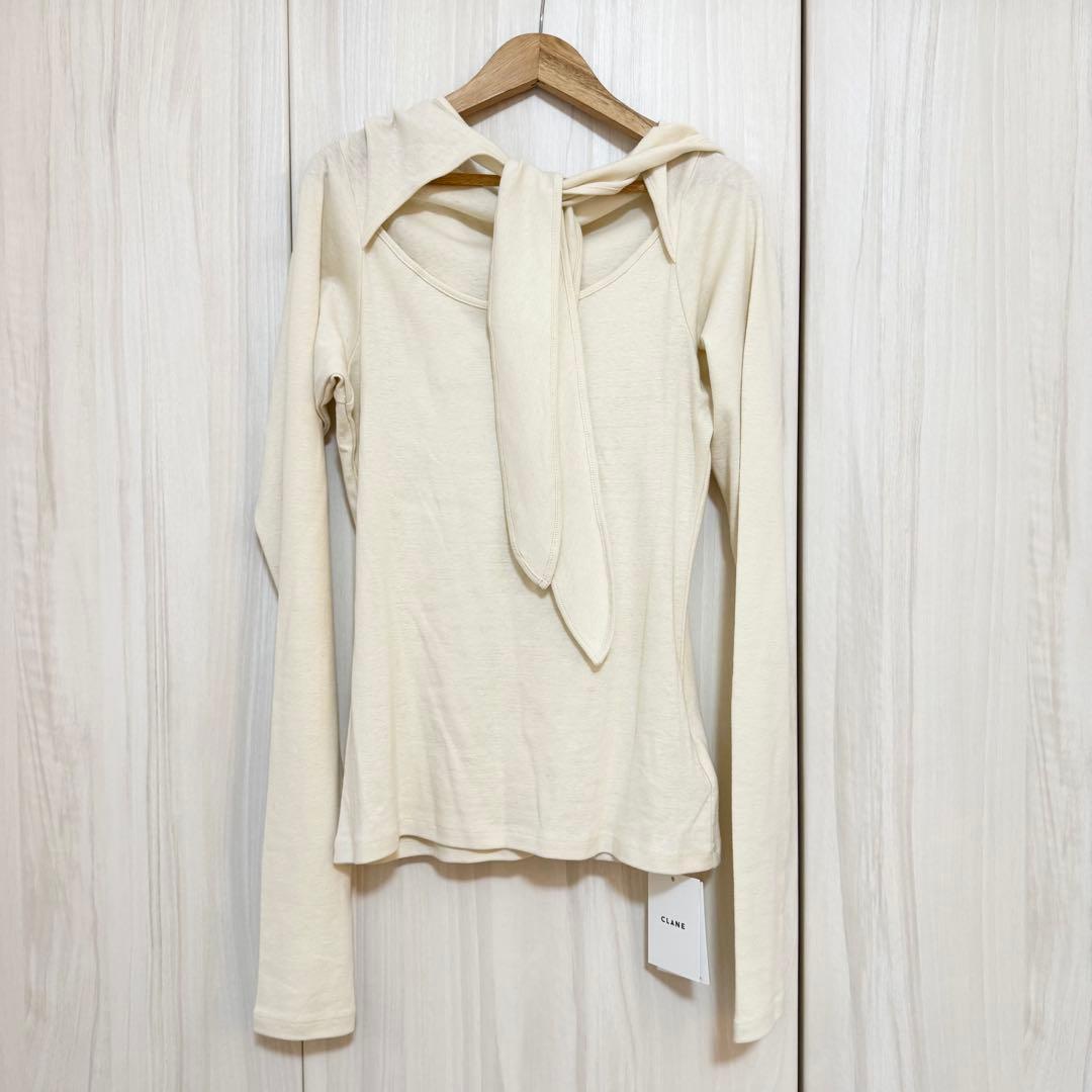 CLANE 】BOW TIE HOODED CUT TOPS