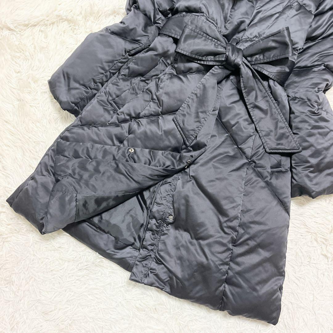 美品 ピンキー&ダイアン 黒 ダウンコート Aライン フォックスファー 美