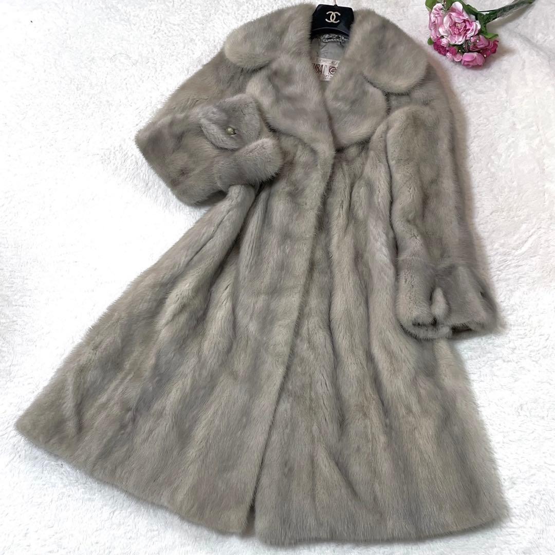 美品○ エンバ 毛皮 ファーコート ロングコート サファイアミンク 着丈
