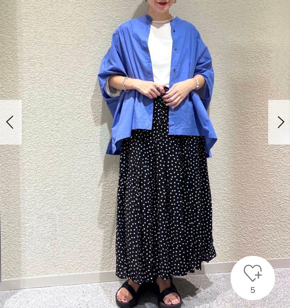 新品 今季 かぐれ コットンスクエアポンチョシャツ 2025年春夏 ブルー