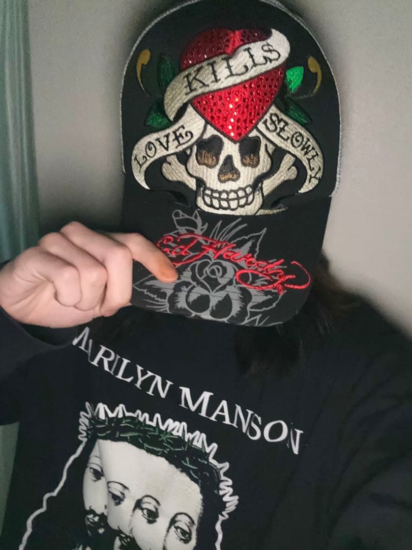 Ed Hardy スカル ハート刺繍キャップ - メルカリ