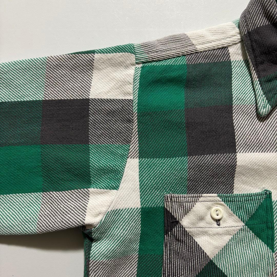 70s ELY チェック ネルシャツ M グリーン ブラック ビンテージ
