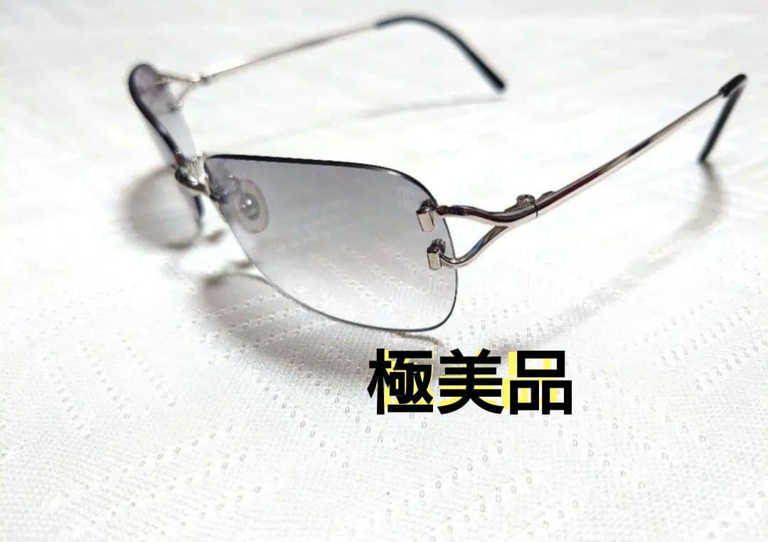 【極美品】カルティエサングラス リムレスシルバーフレーム 楽天市場】CARTIER カルティエ リムレス サングラス グレーレンズ