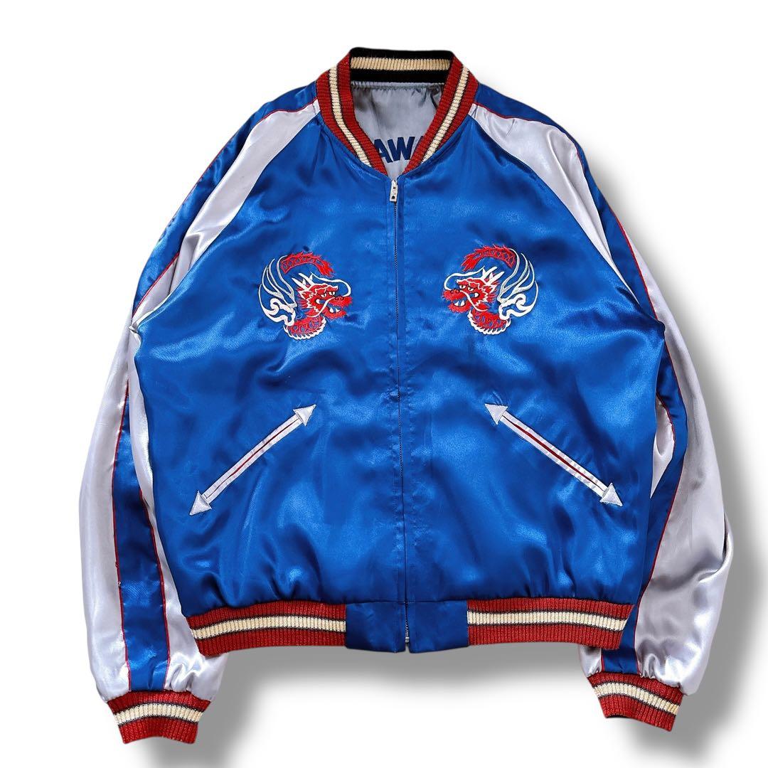 TAILOR東洋 スカジャン リバーシブル 虎 龍 ブルー グレー XLサイズの