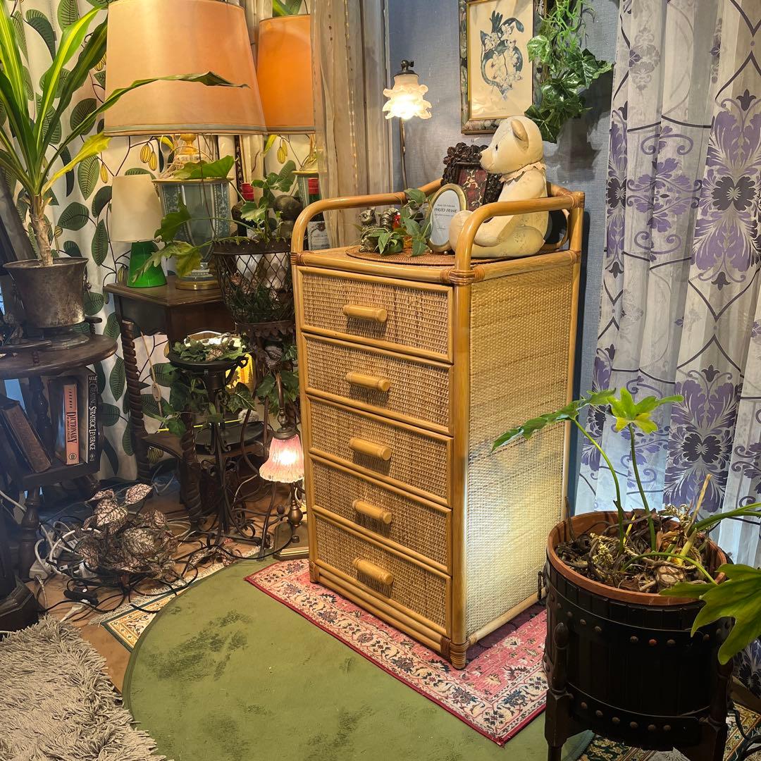 籐 ラタン 5段 チェスト 箪笥 軽量コンパクト - メルカリ