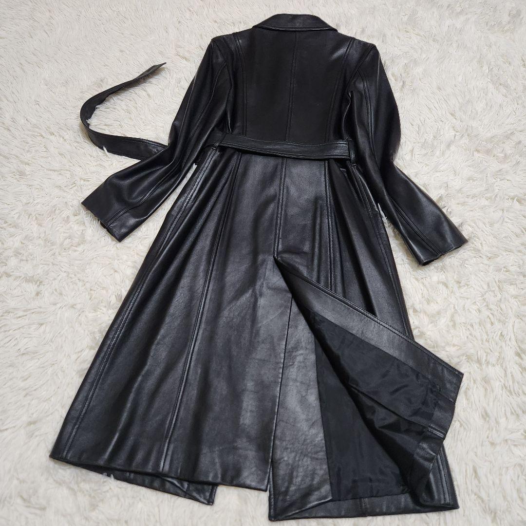 美品】Pinky&Dianne 羊革 比翼 ラムレザー ロングコート ベルト www