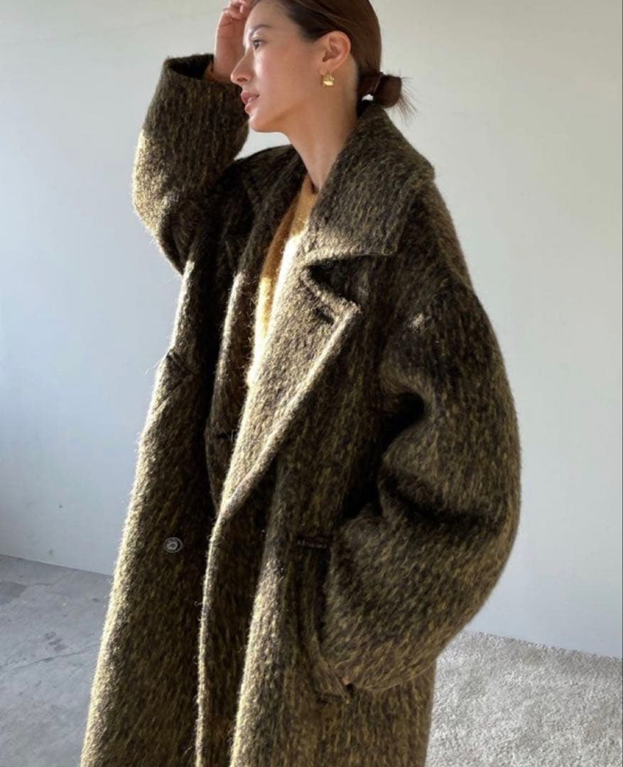 最終 CLANE MIX SHAGGY LADY COAT サイズ1 CLANE - ミックスシャギーレディコート - MIX SHAGGY LADY COAT BLACK