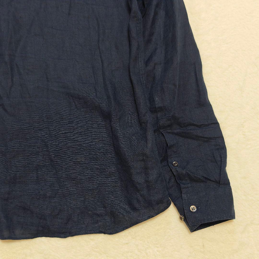 良品✨ ジョルジオアルマーニ リネン長袖シャツ 比翼・貝殻ボタン
