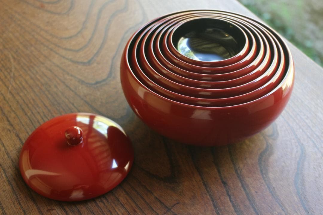 デッドストック！極上塗分け漆の美しい応量器＆蓋揃いセット（検輪島塗