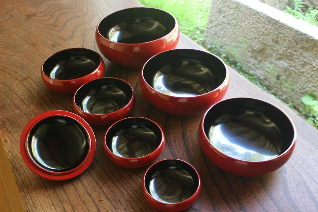 デッドストック！極上塗分け漆の美しい応量器＆蓋揃いセット（検輪島塗