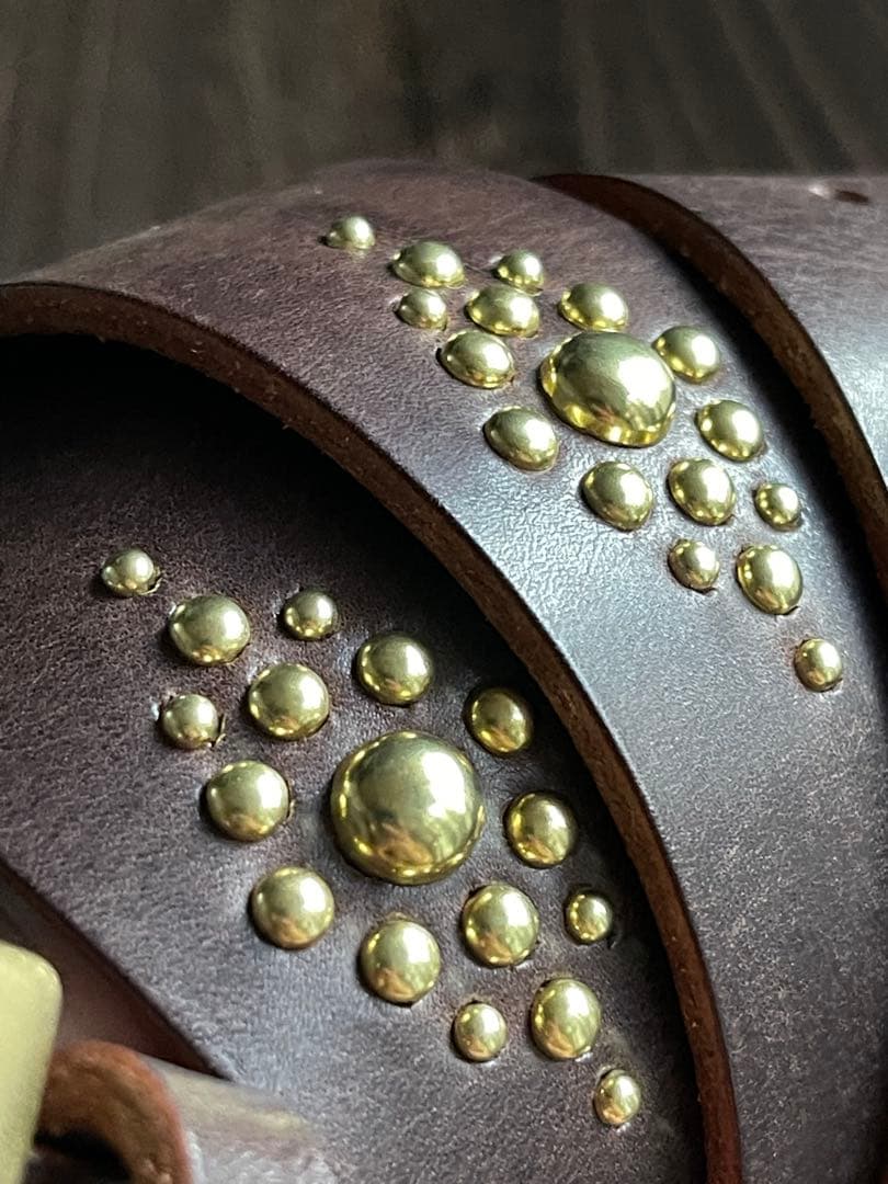 ディッキーズ874専用スタッズベルト ダークブラウン 真鍮 HTC CALEE