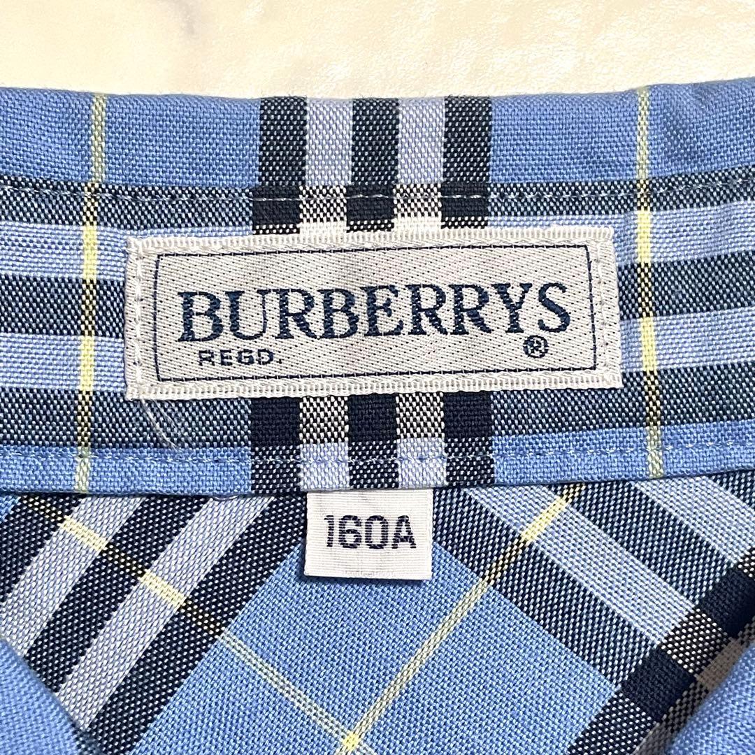 バーバリーズ ノバチェック シャツワンピース ブルー 水色 160 半袖