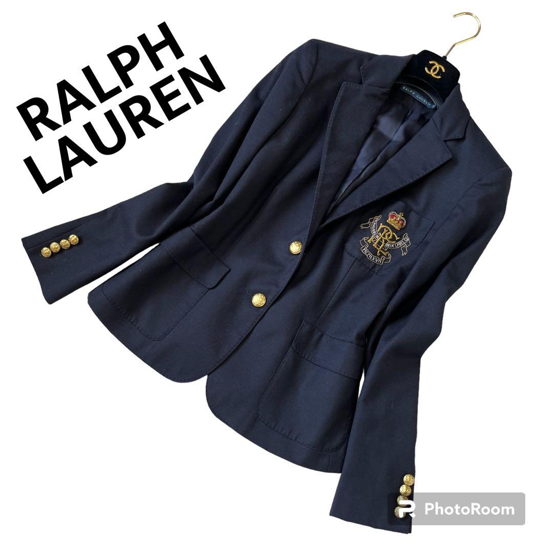 美品Lサイズ ラルフローレン 紺ブレザー 金ボタン モール刺繍 希少