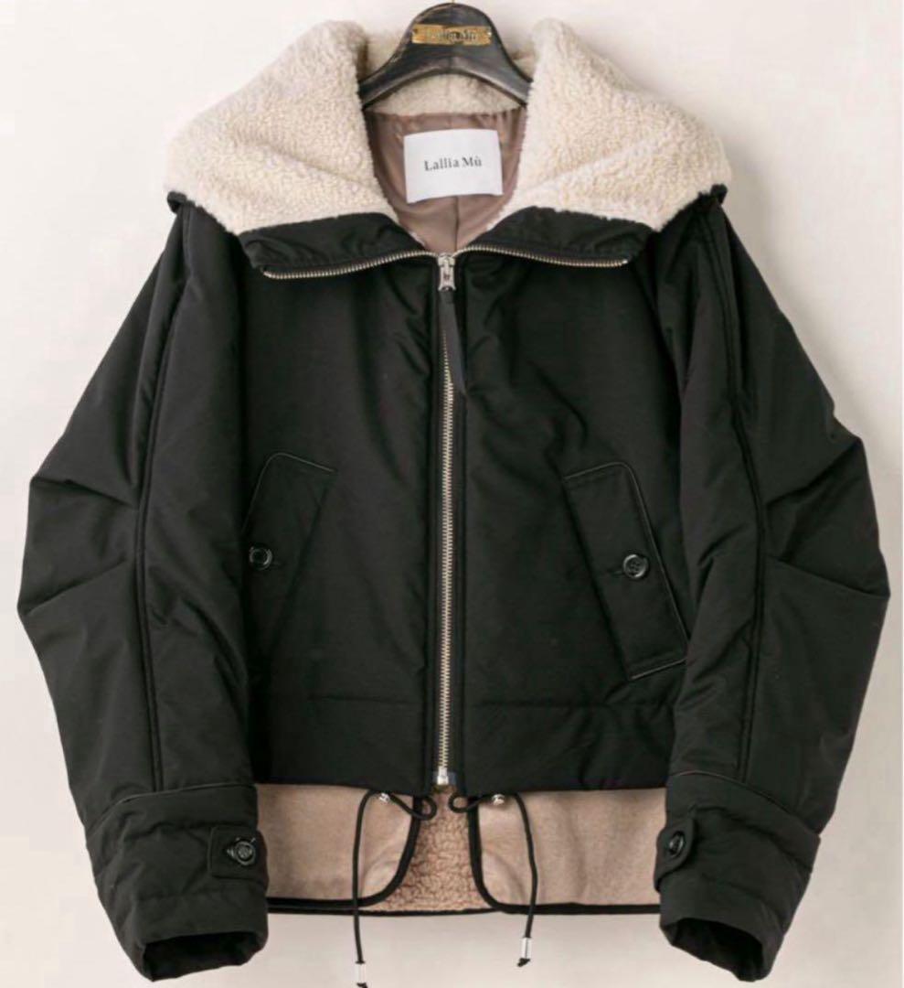 Lallia Mu ラリアムー バイカラー ヘムショートフード コート - メルカリ