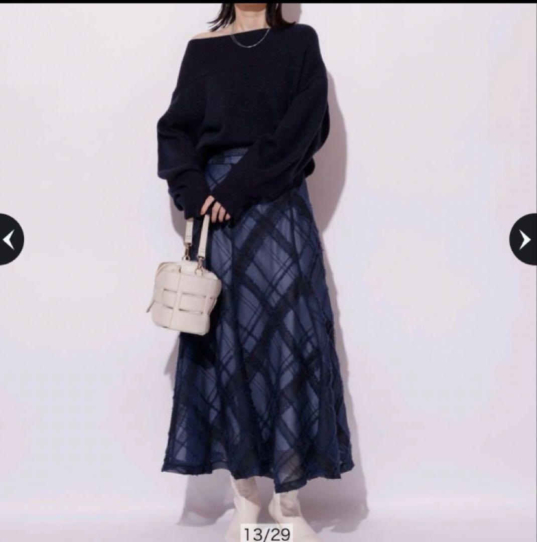 Mystrada♡チュールチェック刺繍スカート♡紺Sサイズ - メルカリ