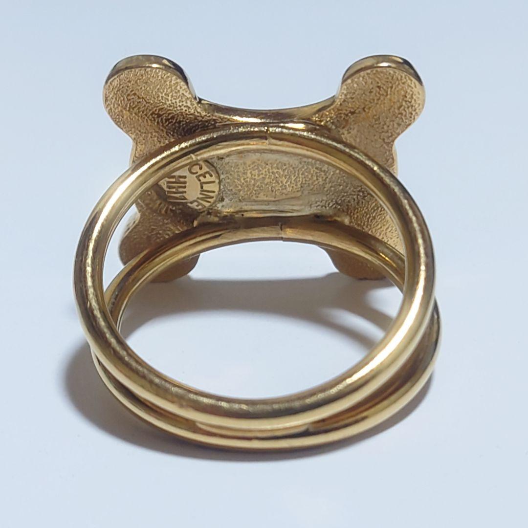 極美品 セリーヌ スカーフリング トリオンフ ゴールド HH1 - メルカリ