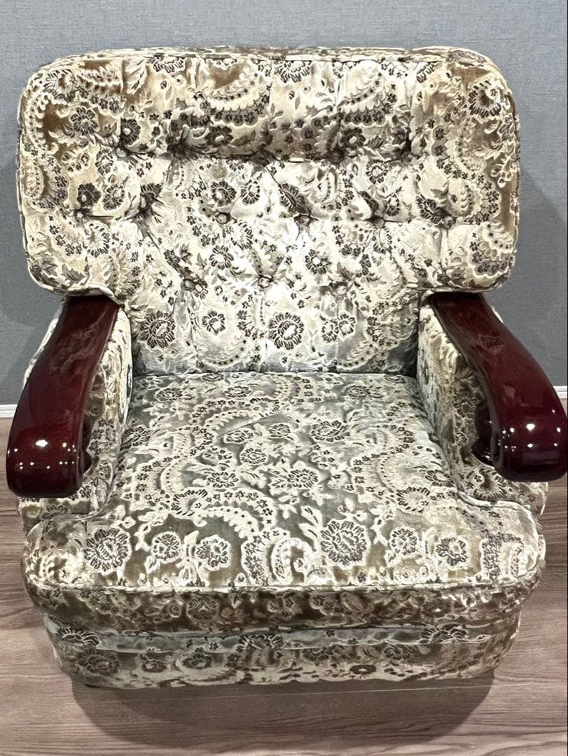 昭和レトロ 花柄アームチェア 1人掛けソファ クラシック ヴィンテージ