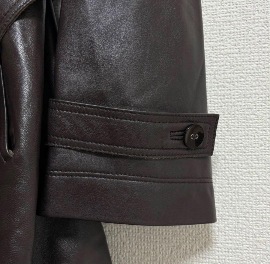 バルマン トレンチコート ラムレザー 羊革 ロング ベルト付き アウター