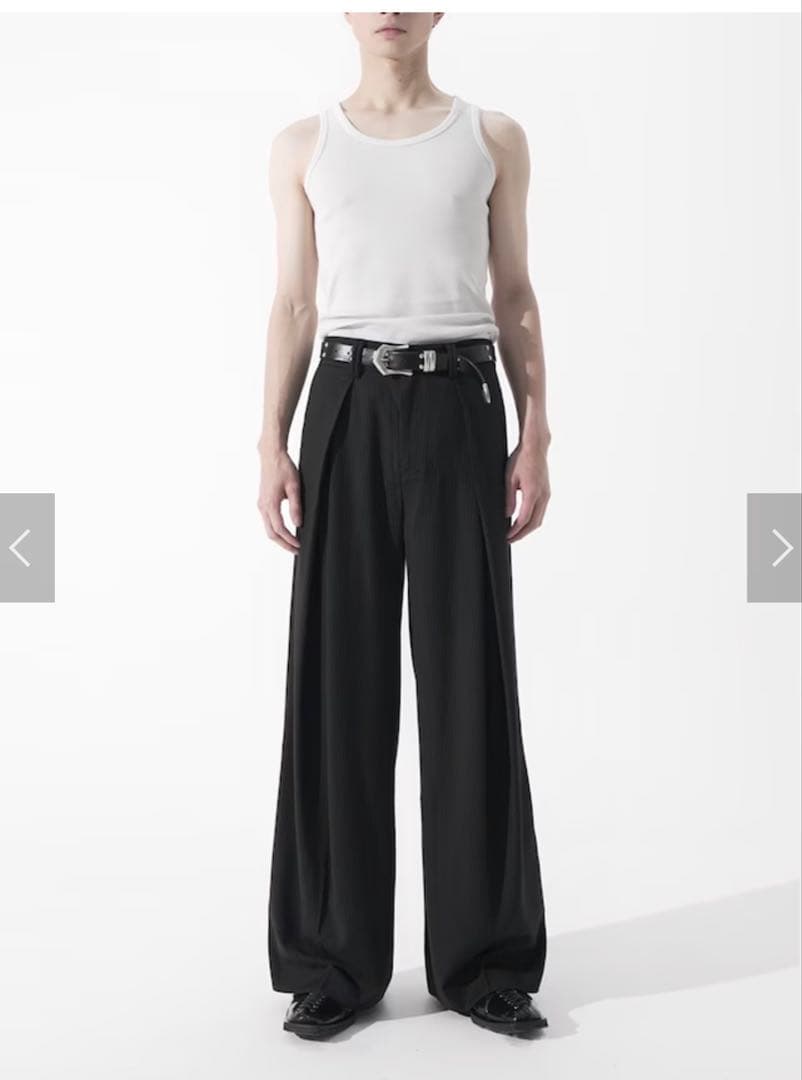 CS】stripe cross tuck drape slacks black - メルカリ