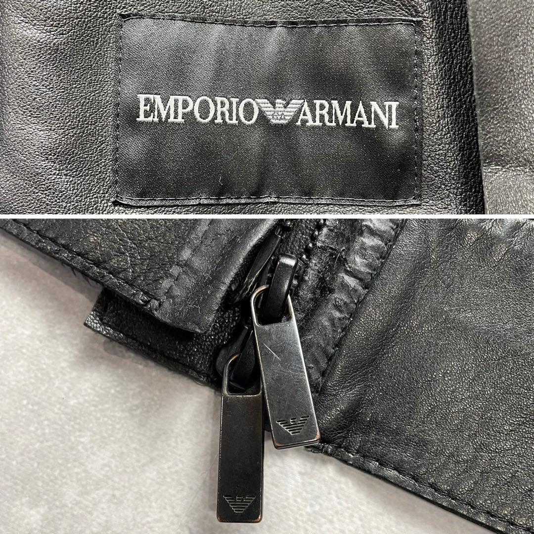 極美品 纏う色気 エンポリオアルマーニ ラムレザー ライダース 羊革 48