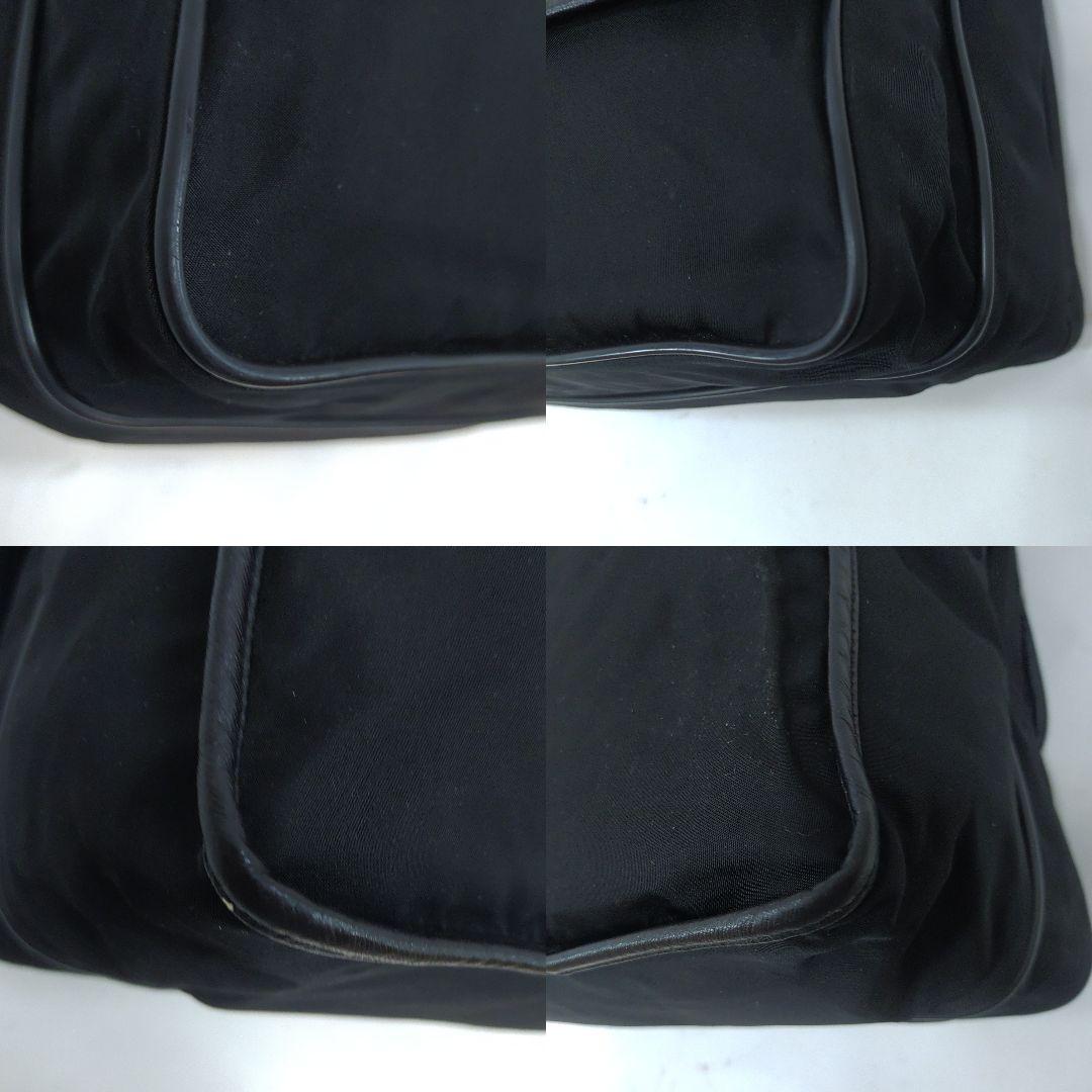 美品】プラダ メッセンジャーバッグ レザー×ナイロン A4可 三角ロゴ 黒