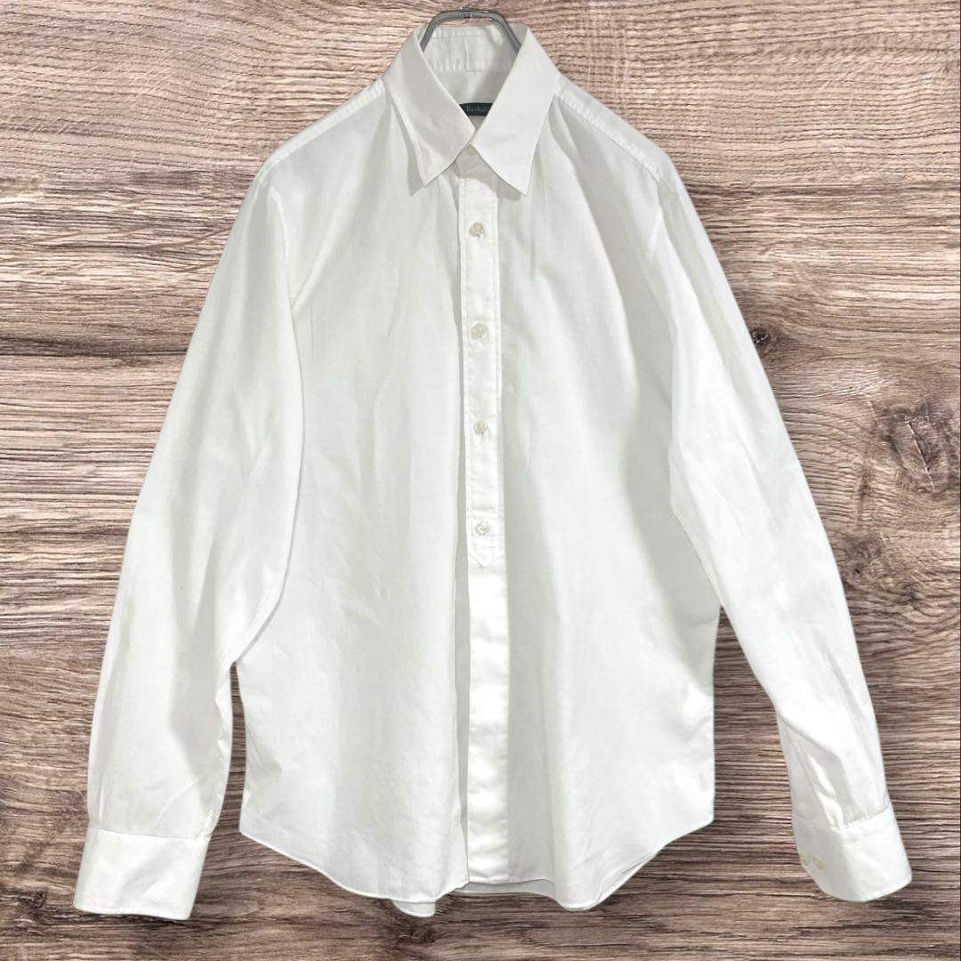 ベルルッティ✨Berluti ホワイト 長袖ワイシャツ AM BERLUTI (ベルルッティ) コットン100％ スクリット ボタンダウン 長袖