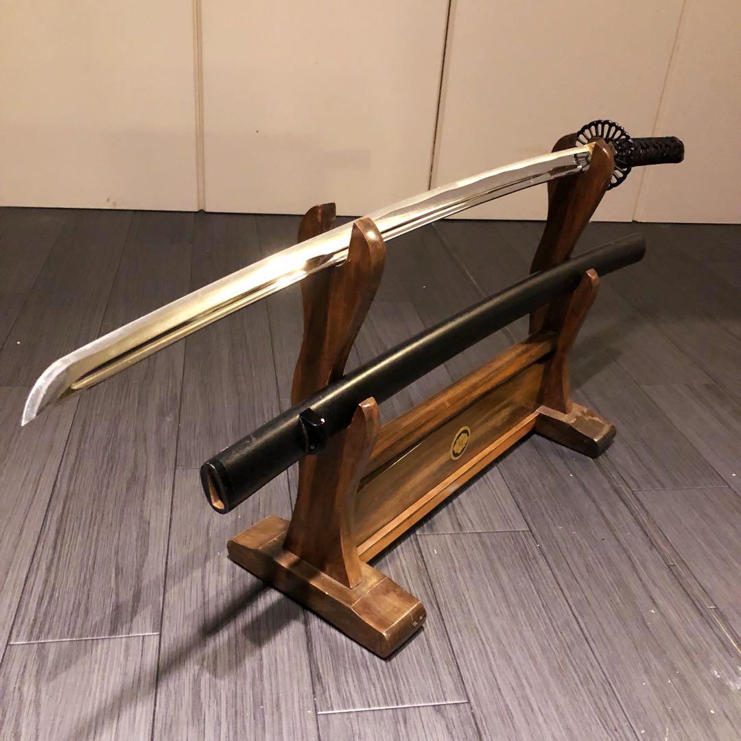 専用 本格模造刀 居合刀 樋入り刀身 黒拵え 亜合金刀身