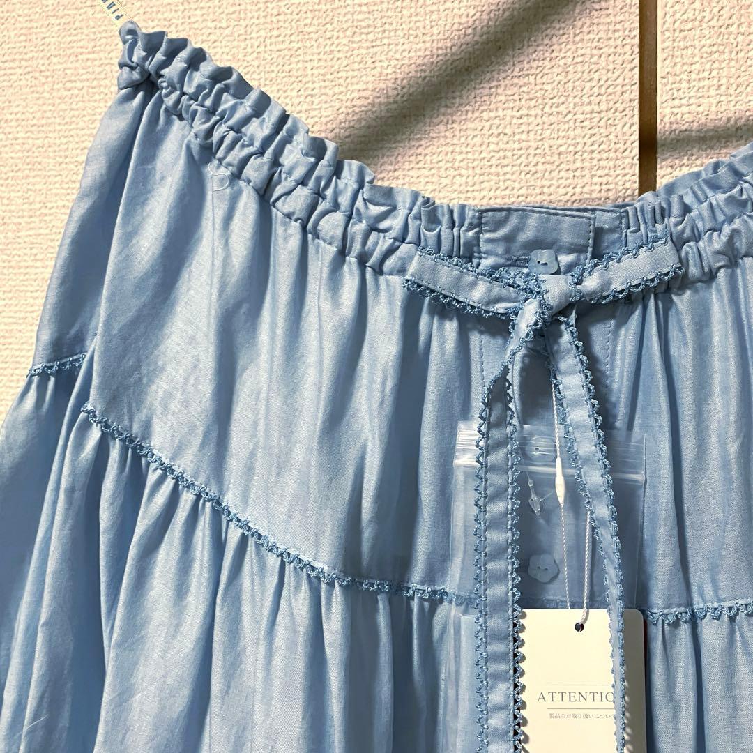 ピンクハウス ソライロ ローンティアードスカート 前開き ペチコート