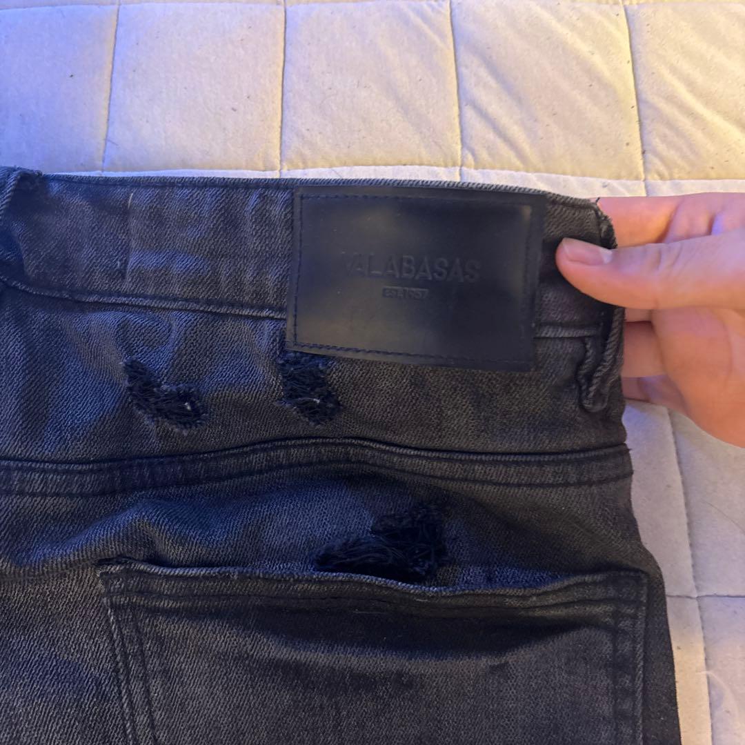 VALABASAS ブラックデニムフレアパンツ us drill タグなし - メルカリ