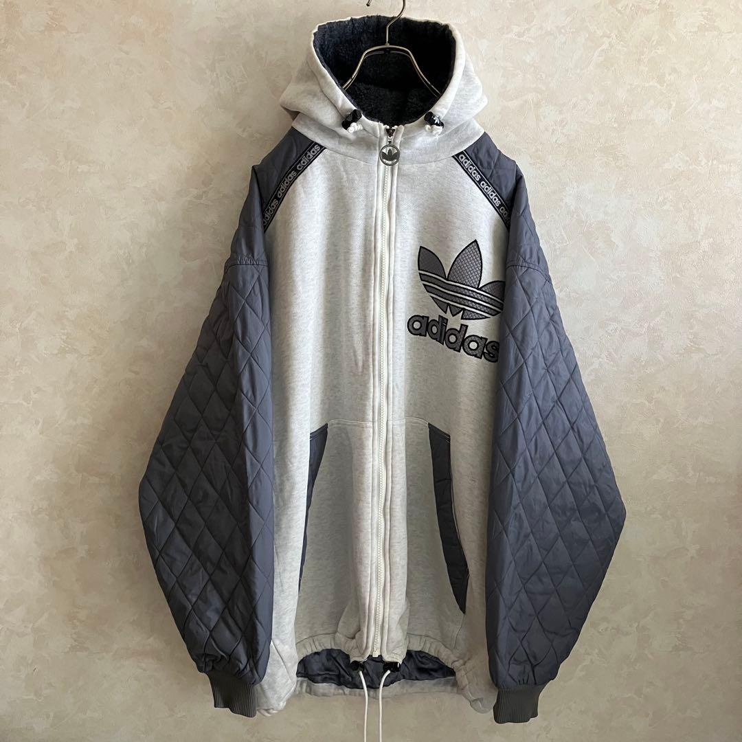 希少 90's 日本製 オールドアディダス 刺繍ロゴ インナーボアパーカー