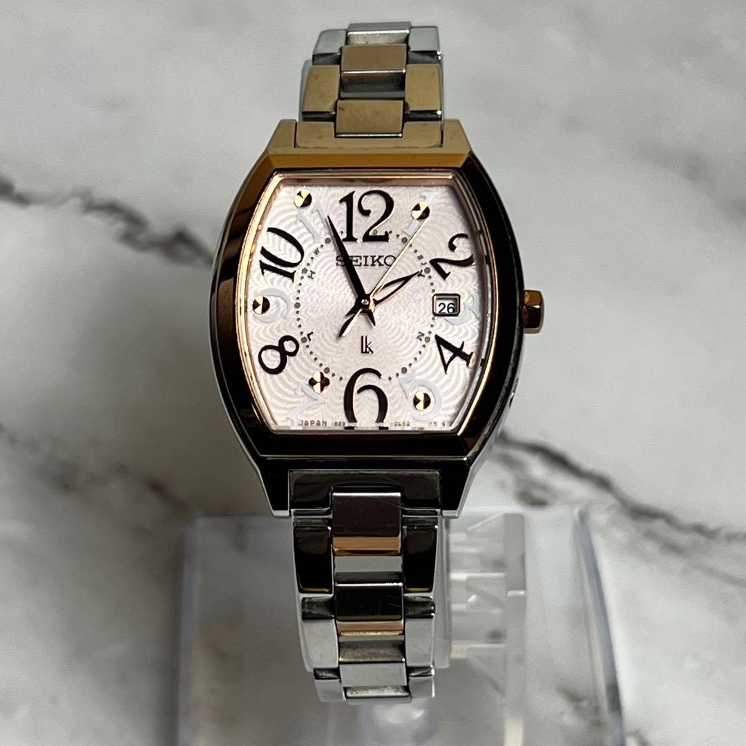 稼働美品 セイコー LK トノー型 レディース腕時計 1B22-0BB0 ピンク