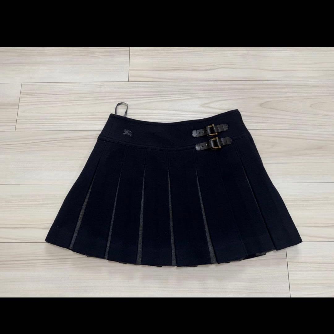 バーバリーブルーレーベル プリーツスカート 36 ネイビー 三陽商会