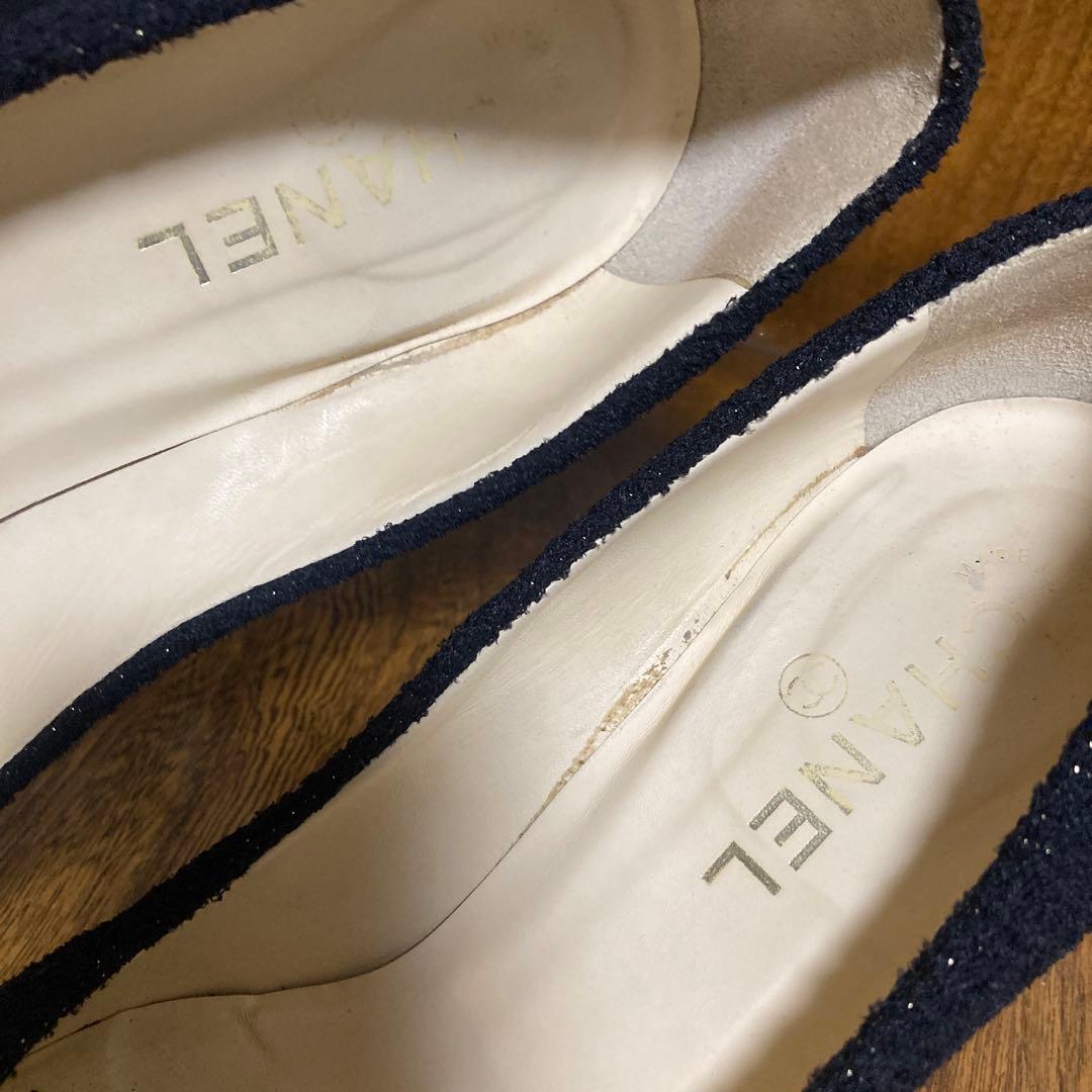 CHANEL パンプス ☆ココマーク ラインストーン、ツィード、38.5サイズ