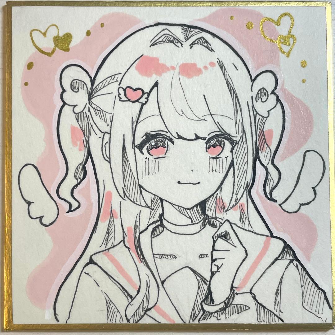 手描きイラスト オリジナル 色紙 - メルカリ