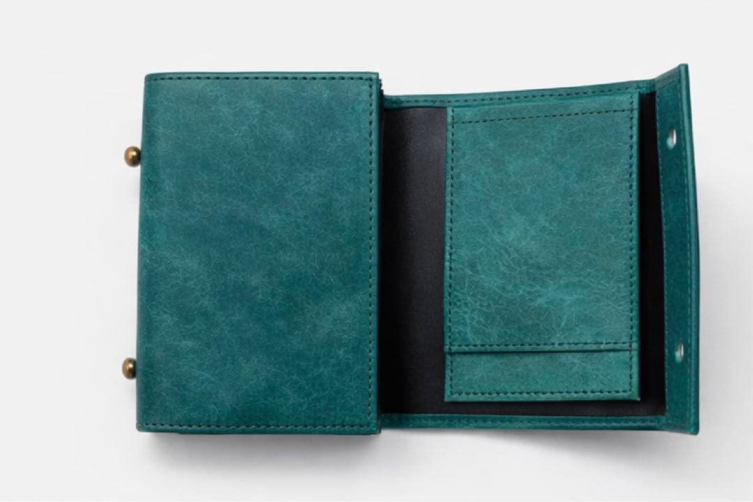 エムピウ ミッレフォッリエ 同型 日本製 二つ折り財布 m+ type ブルー