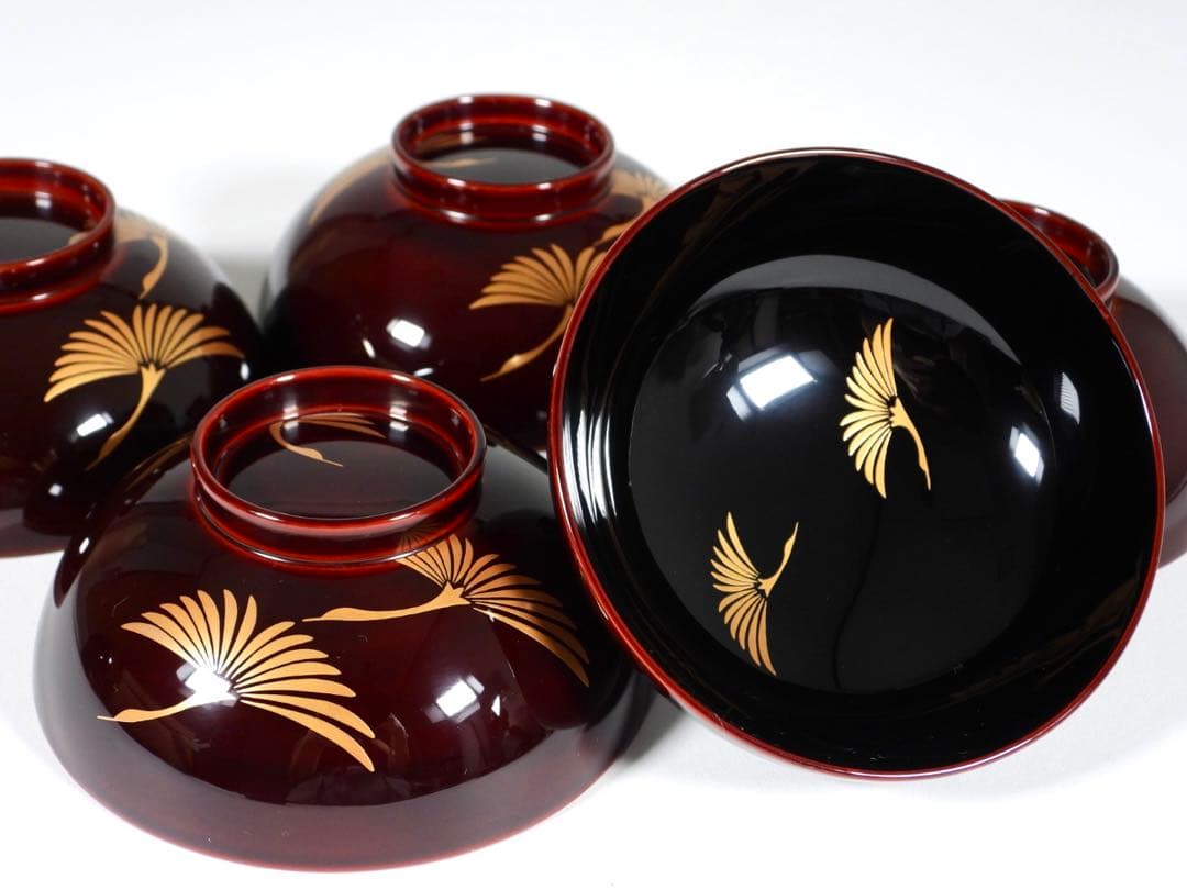 らいおん様専用】塗師 哲舟 蒔絵師 光峯 輪島屋本店造 輪島塗吸物椀 五