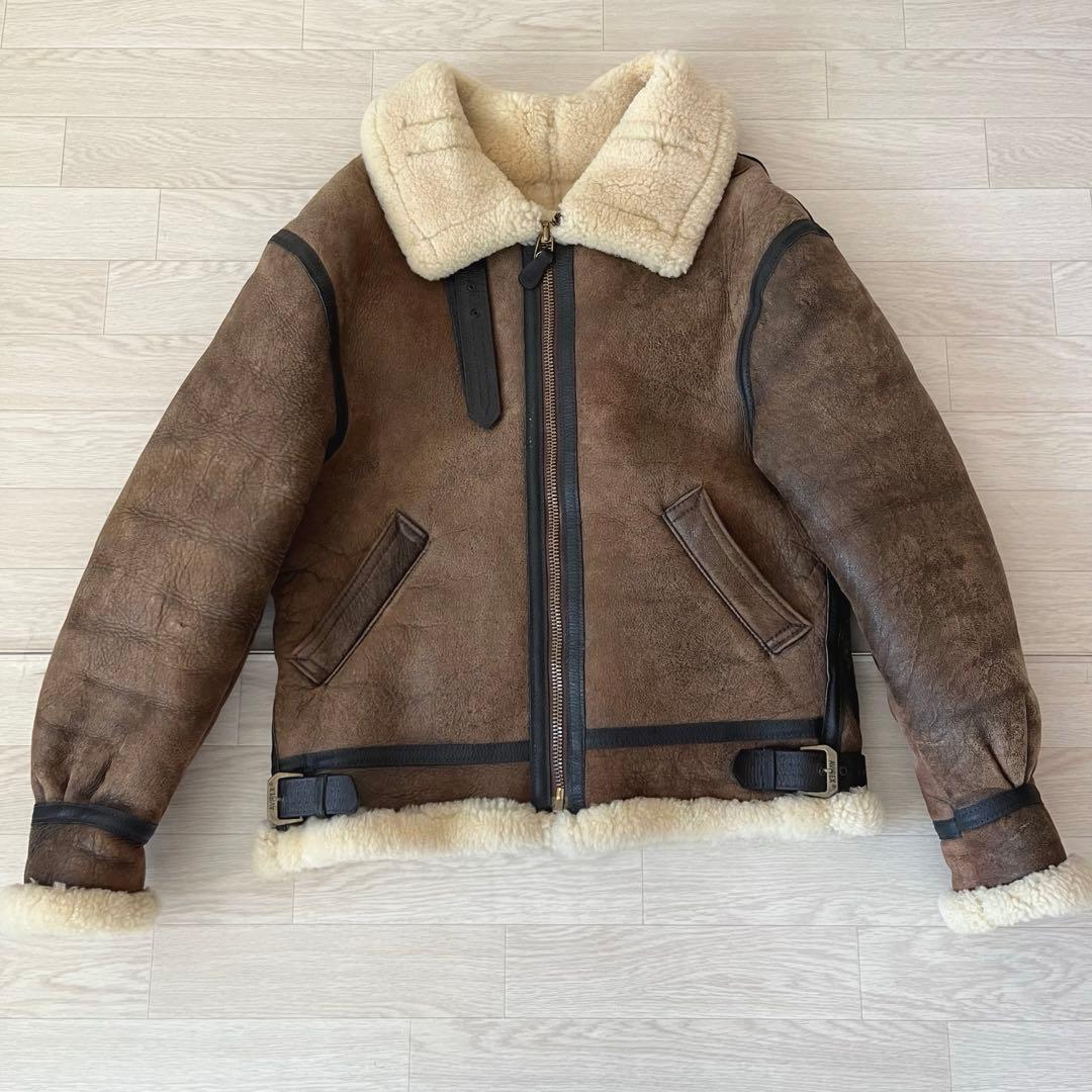 USA製 AVIREX ムートンフライトジャケット ボア 羊革 B3 38 秋冬