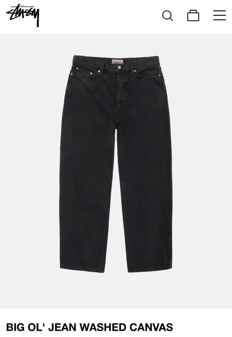 Stussy BIG OL JEAN WASHED CANVAS BLACK - メルカリ