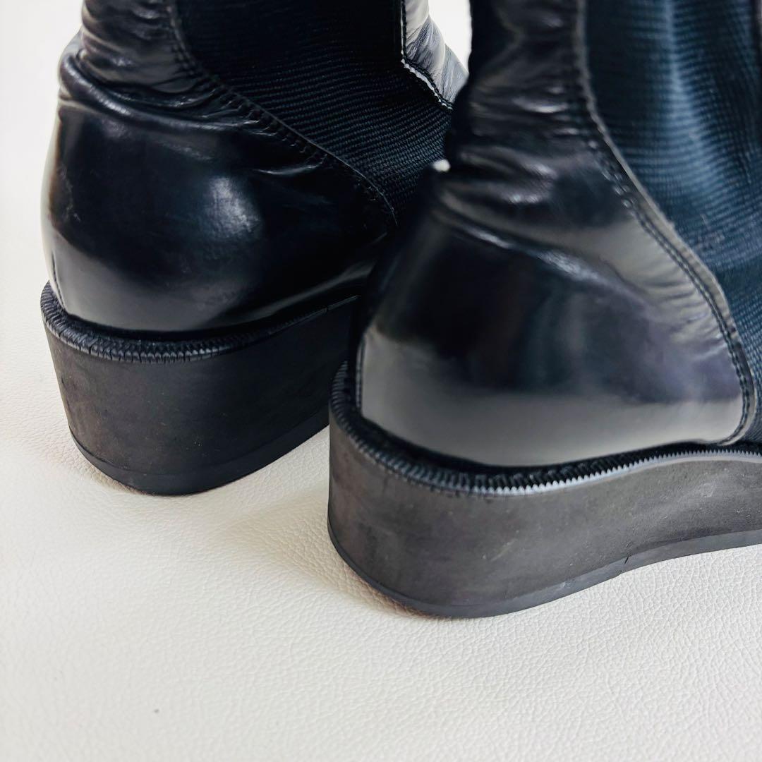 2734【希少】ヨウジヤマモト サイドゴアブーツ 厚底ブーツ ブラック XS