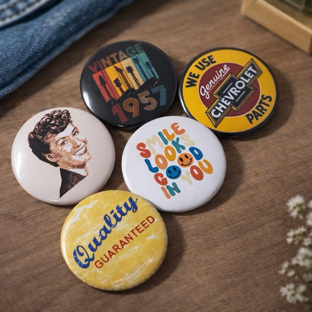 ヴィンテージデザイン 缶バッジ 5個セット 32mm - メルカリ