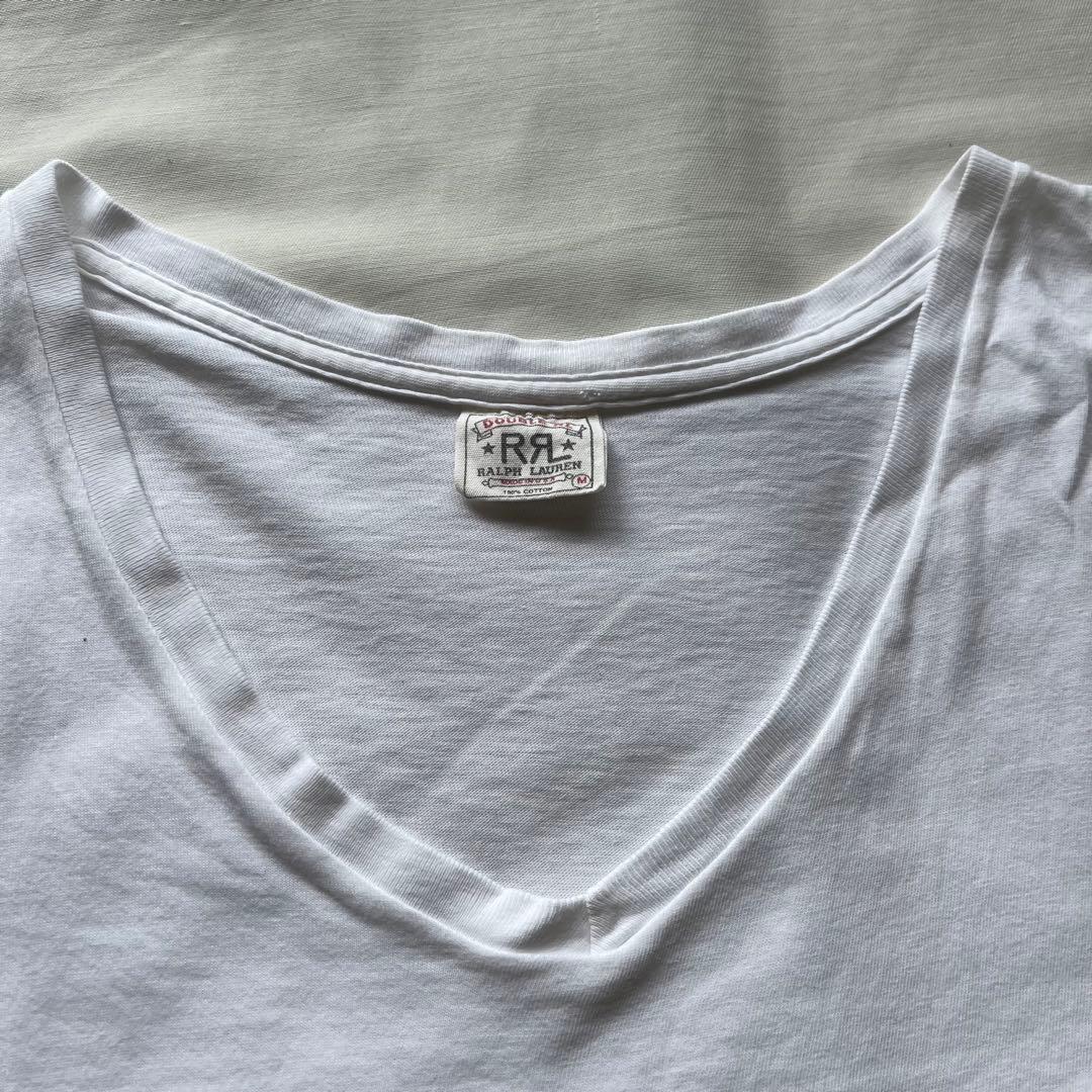 rrl ダブルアールエル プリントtシャツ vネック 白タグ usa オールド