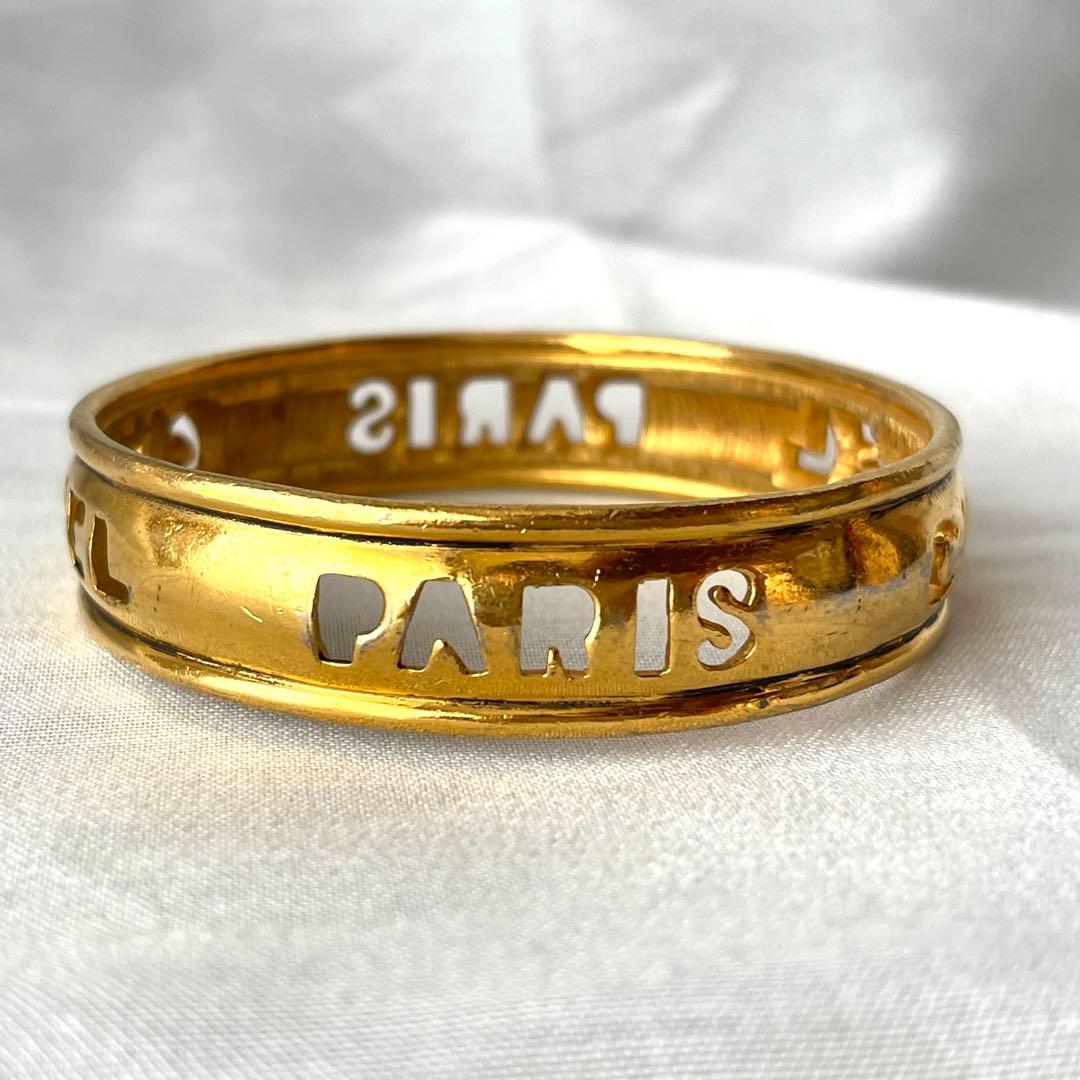 希少 シャネル ヴィンテージ バングル ゴールド ロゴ ブレスレット