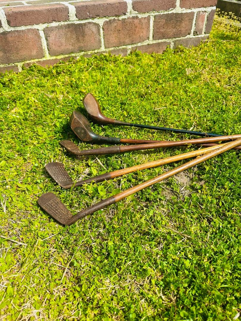 S*@様 クラシック　ゴルフクラブ5本　レトロ　アンティーク　オブジェ　木製 メモリアルゴルフクラブ【ゴルフ愛好家へ贈る、檜のゴルフクラブオブジェ】