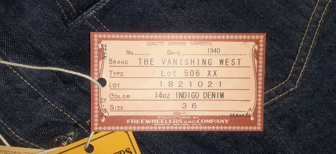 未使用品 FREE WHEELERS “Lot 506XX”