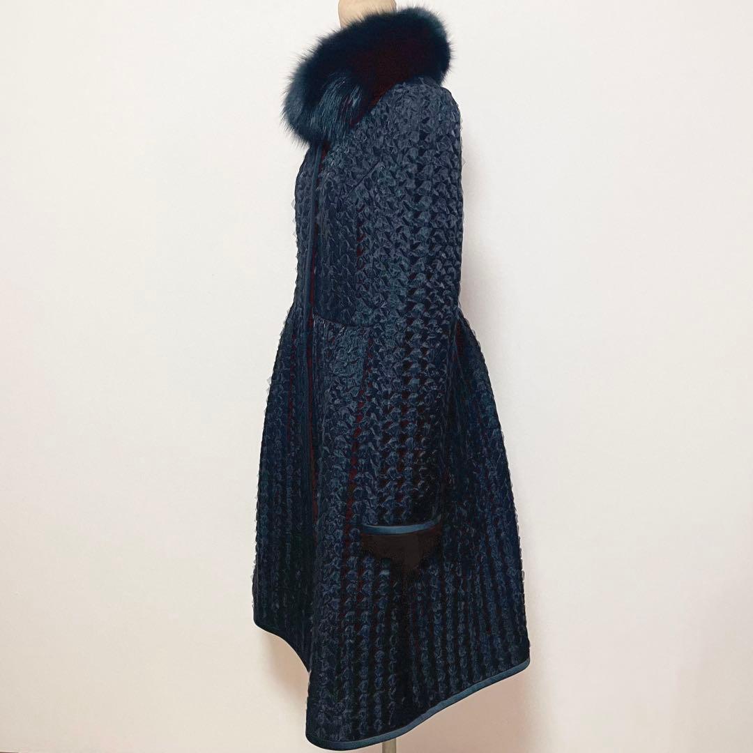 極美品✨COTOO 定価21万ブルーフォックスファー付コート38 イタリア製生地