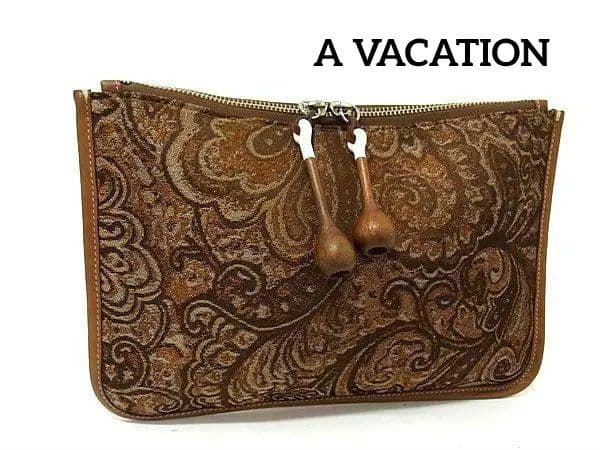 美品 A VACATION キャンバス ペイズリー柄 クラッチバッグ セカンド
